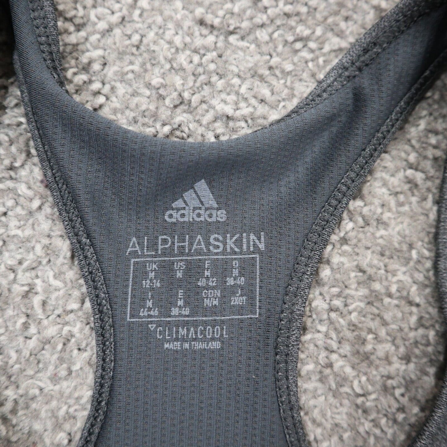 Adidas Womens Sports Bra Alpha Skin Climacool Logo Charcoal Black Size Medium