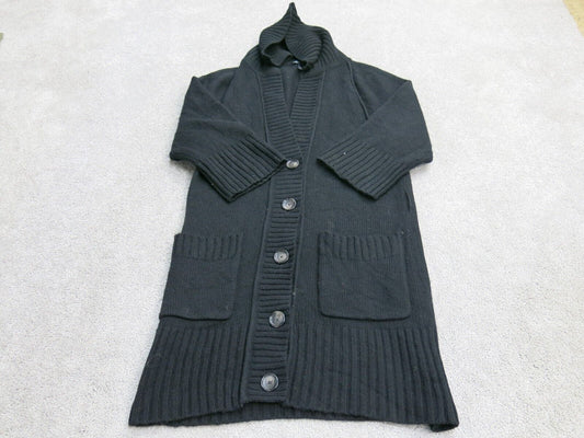 Banana Republic Women Cardigan Sweater 3/4 Sleeve Pocket Black Size X Small