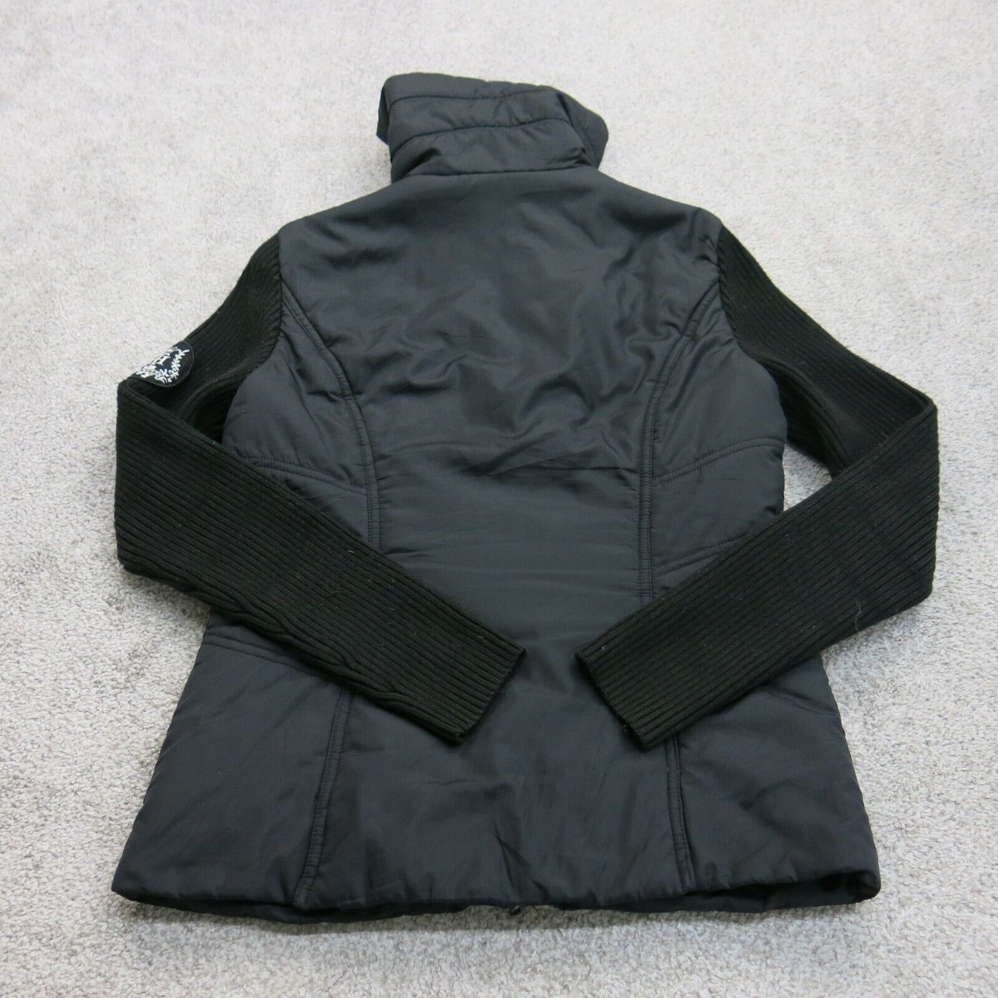 Tommy Hilfiger Womens Jacket Full Zip Up Mock Neck Zipper Pockets Black SZ Small