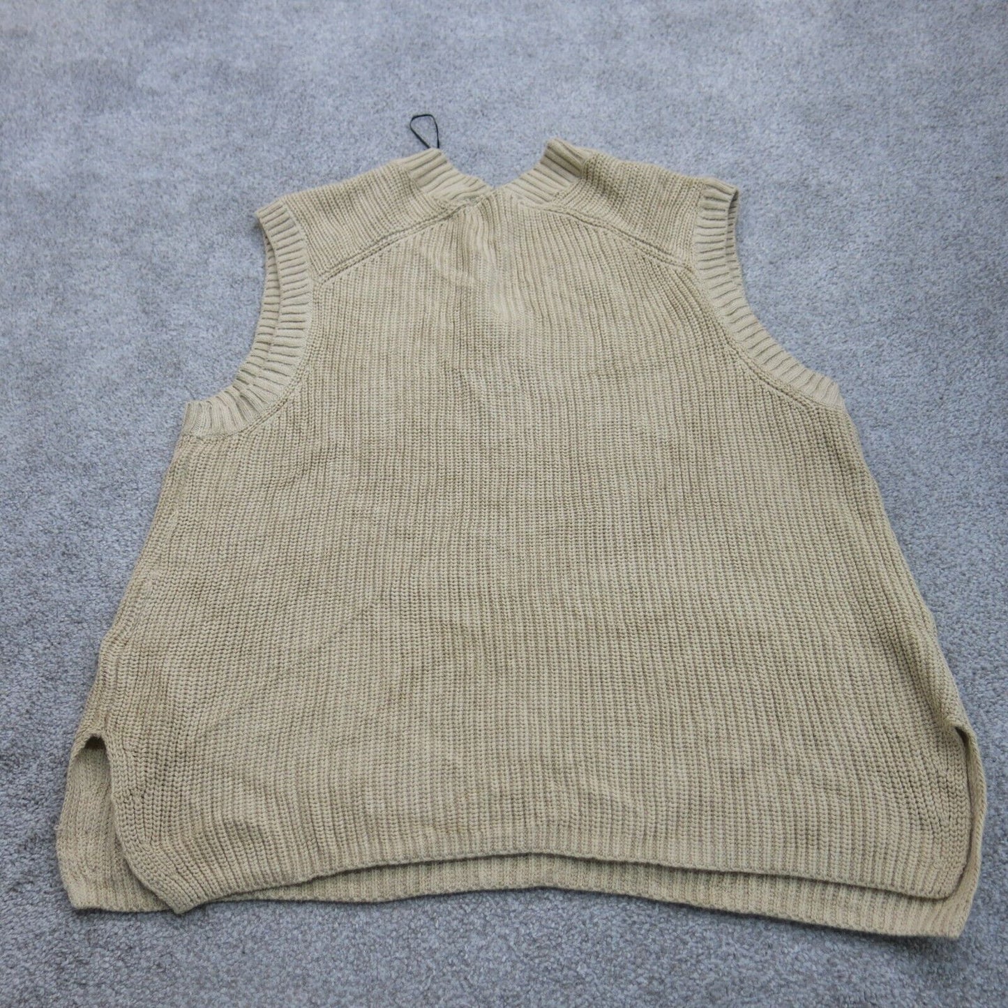 H&M Womens Pullover Sweater Knitted Sleeveless V Neck Beige Size Medium