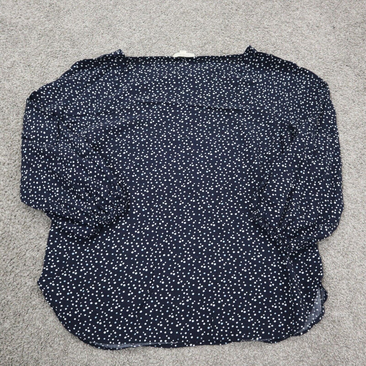 Loft Outdoor Womens Blouse Top Round Him Boat Neck Long Sleeve Polka Dot Blue M