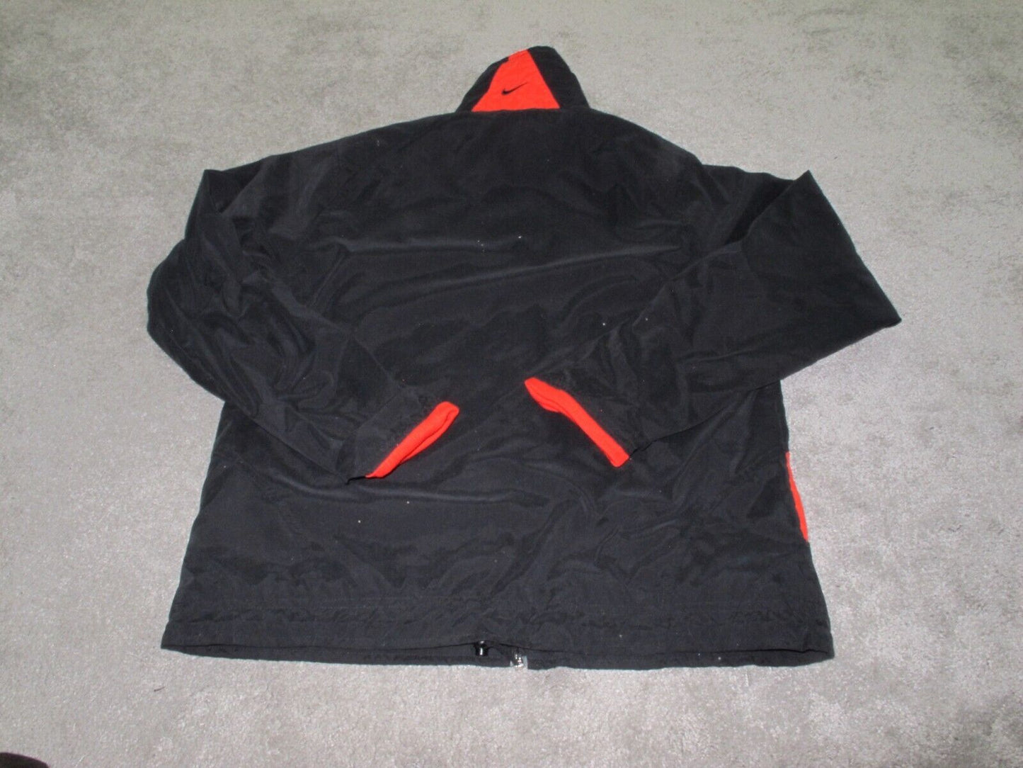 Nike Mens Bomber Jacket Full Zip Up Long Sleeves High Neck Black Red Size Medium
