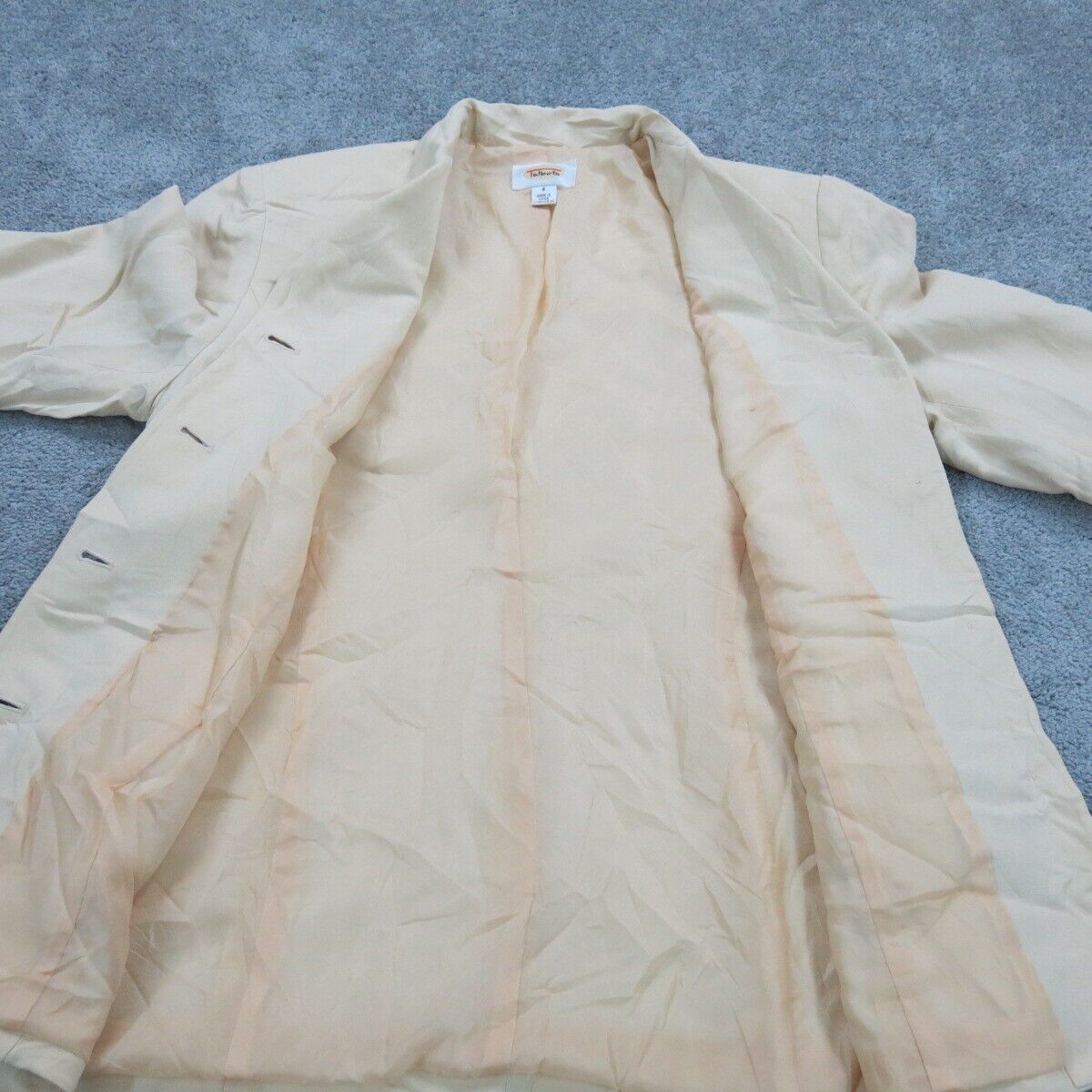 Talbots Womens Blazer Coat Jacket Single Breasted Long Sleeves Beige Size 8
