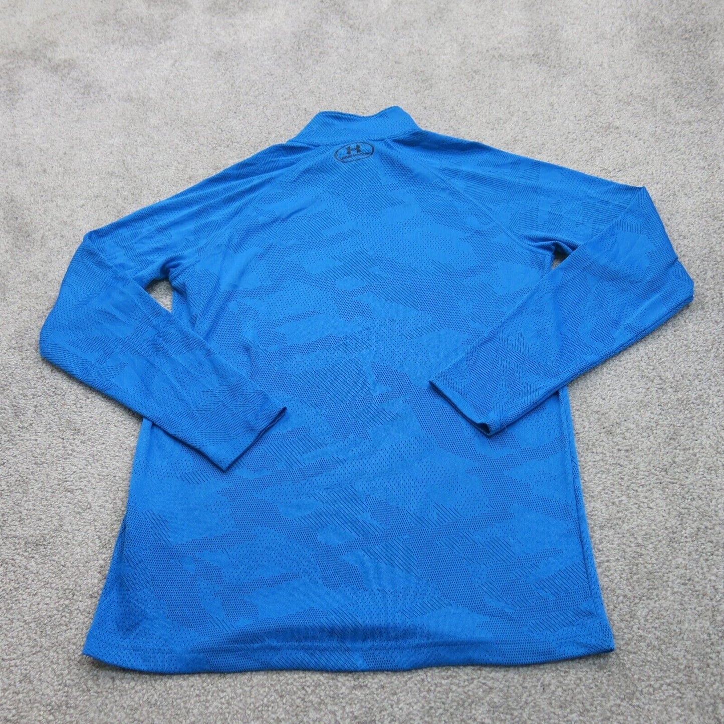 Under Armour Men 3/4 Zip Activewear Top Heatgear Long Sleeve Blue Size Small