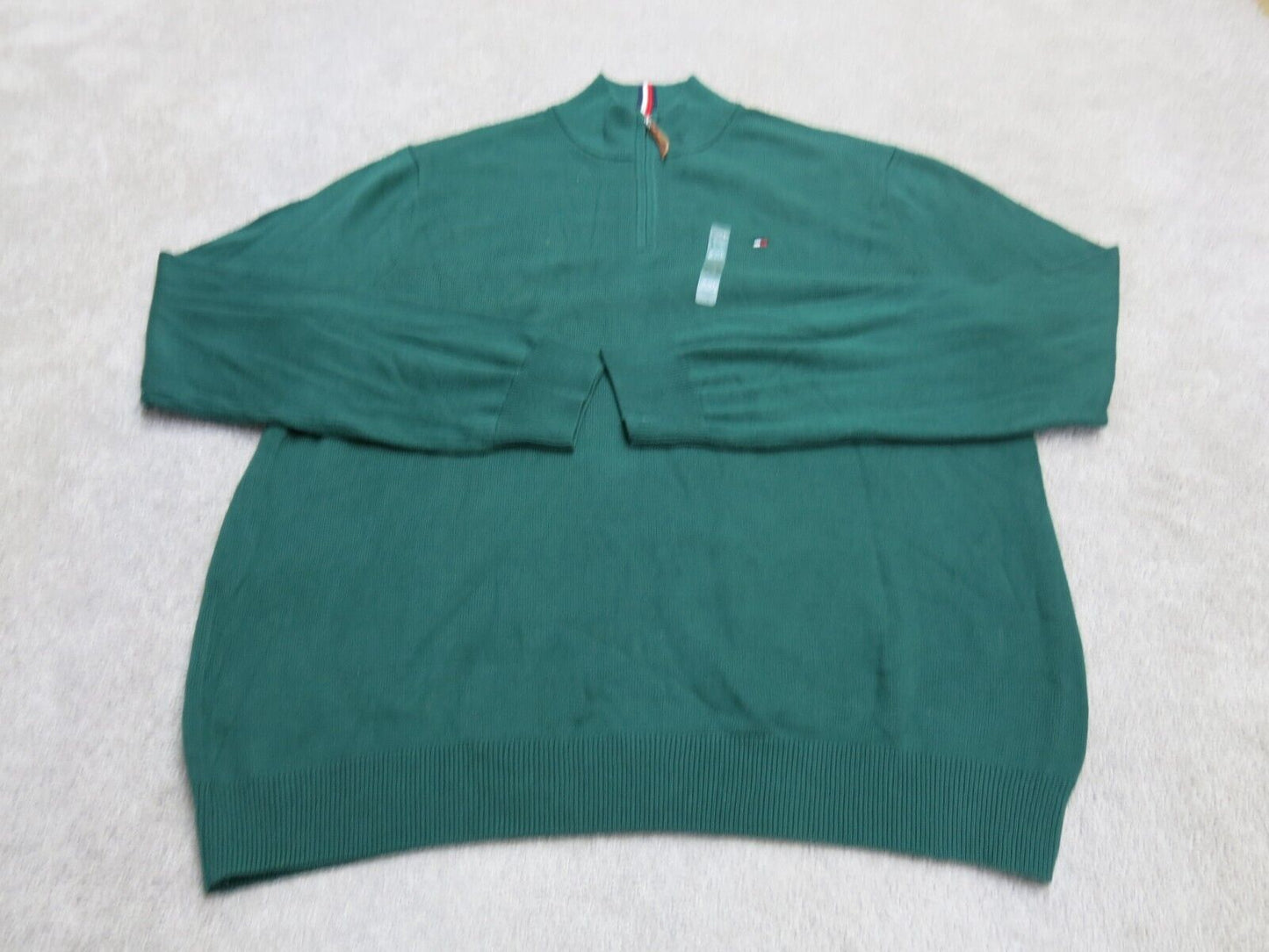 Tommy Hilfiger Mens Pullover Sweatshirt High Neck Long Sleeve Green Size XXL
