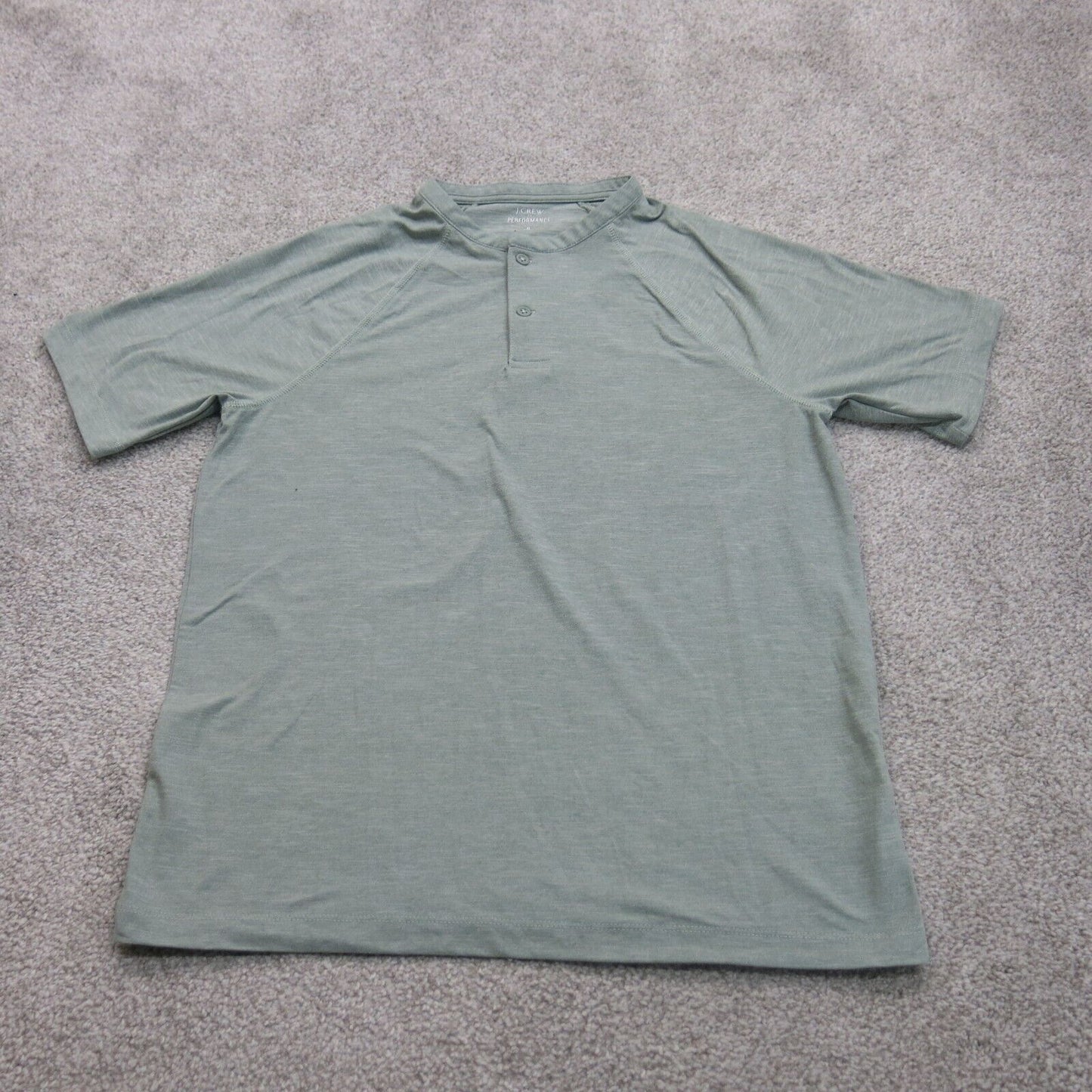J. Crew Mens Performance T Shirt Short Sleeves Henley Neck Clay Gray Size Small