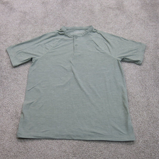 J. Crew Mens Performance T Shirt Short Sleeves Henley Neck Clay Gray Size Small