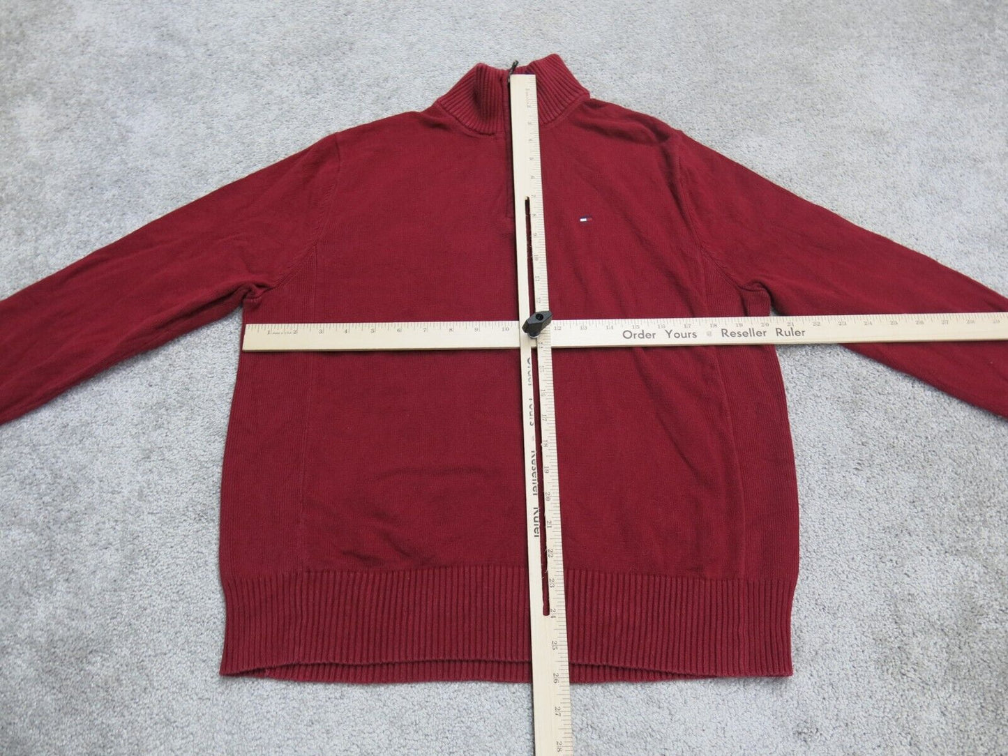 Tommy Hilfiger Mens Pullover Sweater Mock Neck Long Sleeves Red Size Medium
