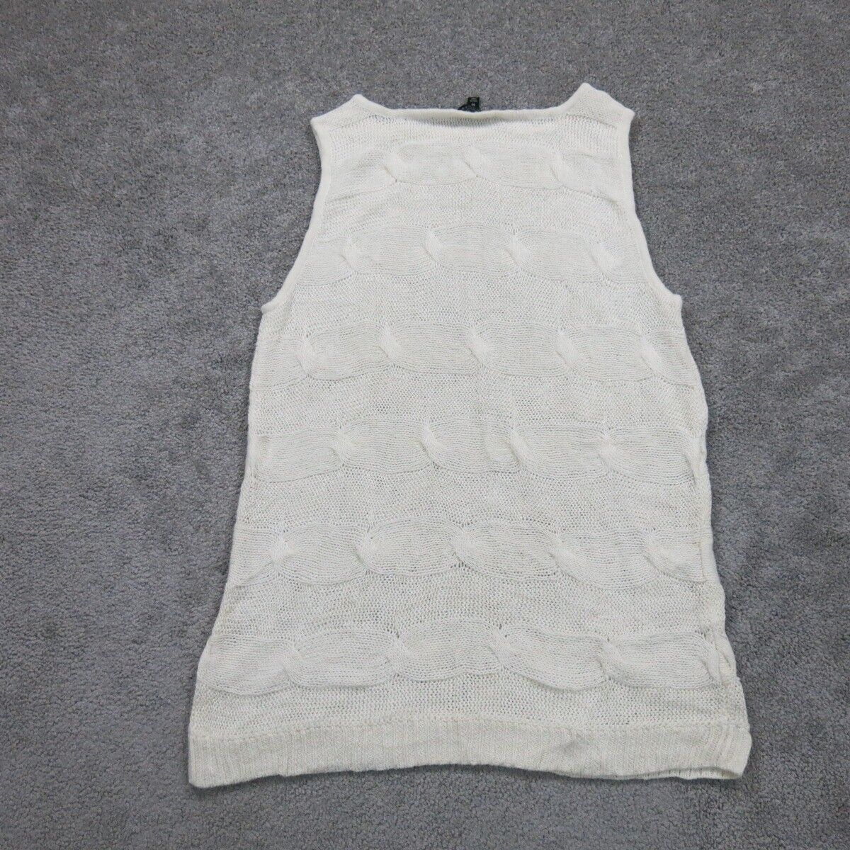 Talbots Women Pullover Knitted Vest Sweater Sleeveless Crew Neck Ivory SZ Medium