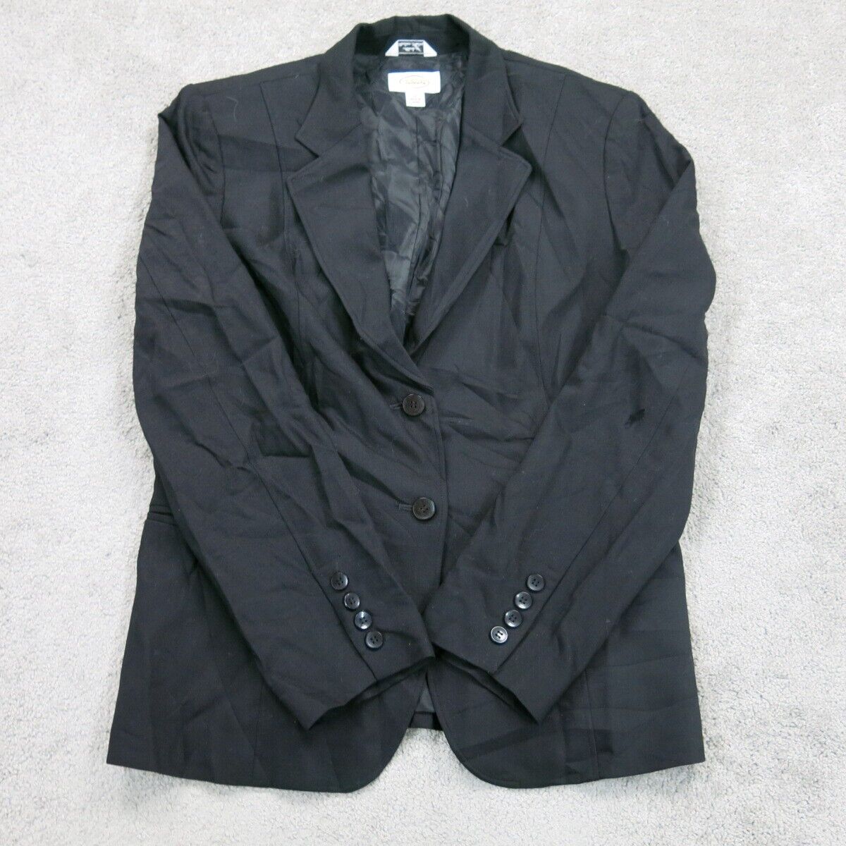 Talbots Womens Blazer Coat Single Breasted Long Sleeve Pockets Black Size 12