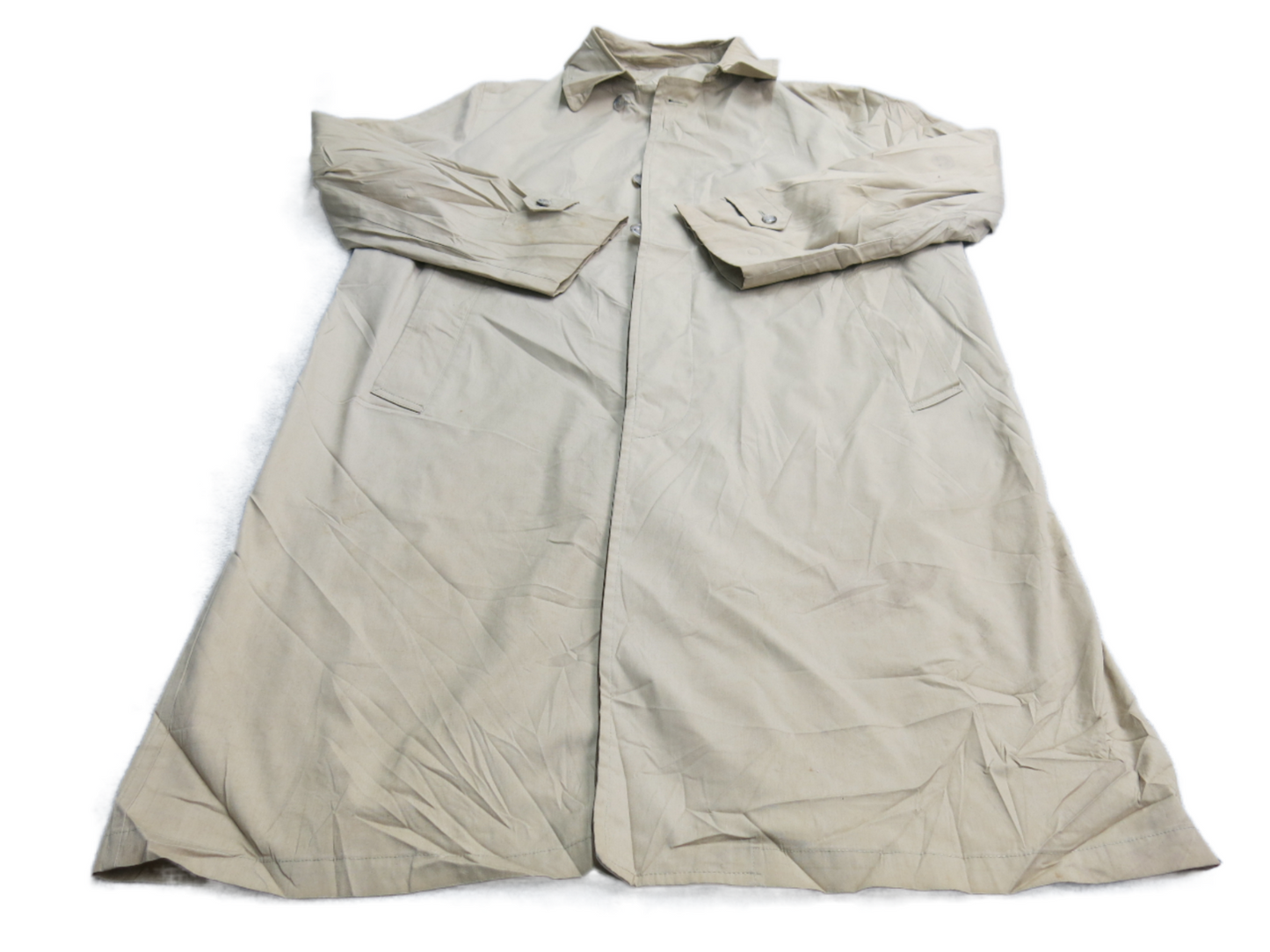 London Fog Mens Long Trench Coat Long Sleeves Pockets Beige Size 42 Long