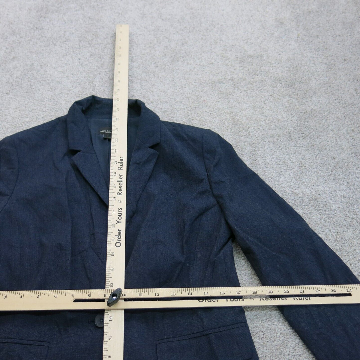Ann Taylor Womens Blazer Coat Single Breasted Long Sleeve Pockets Blue Size 6