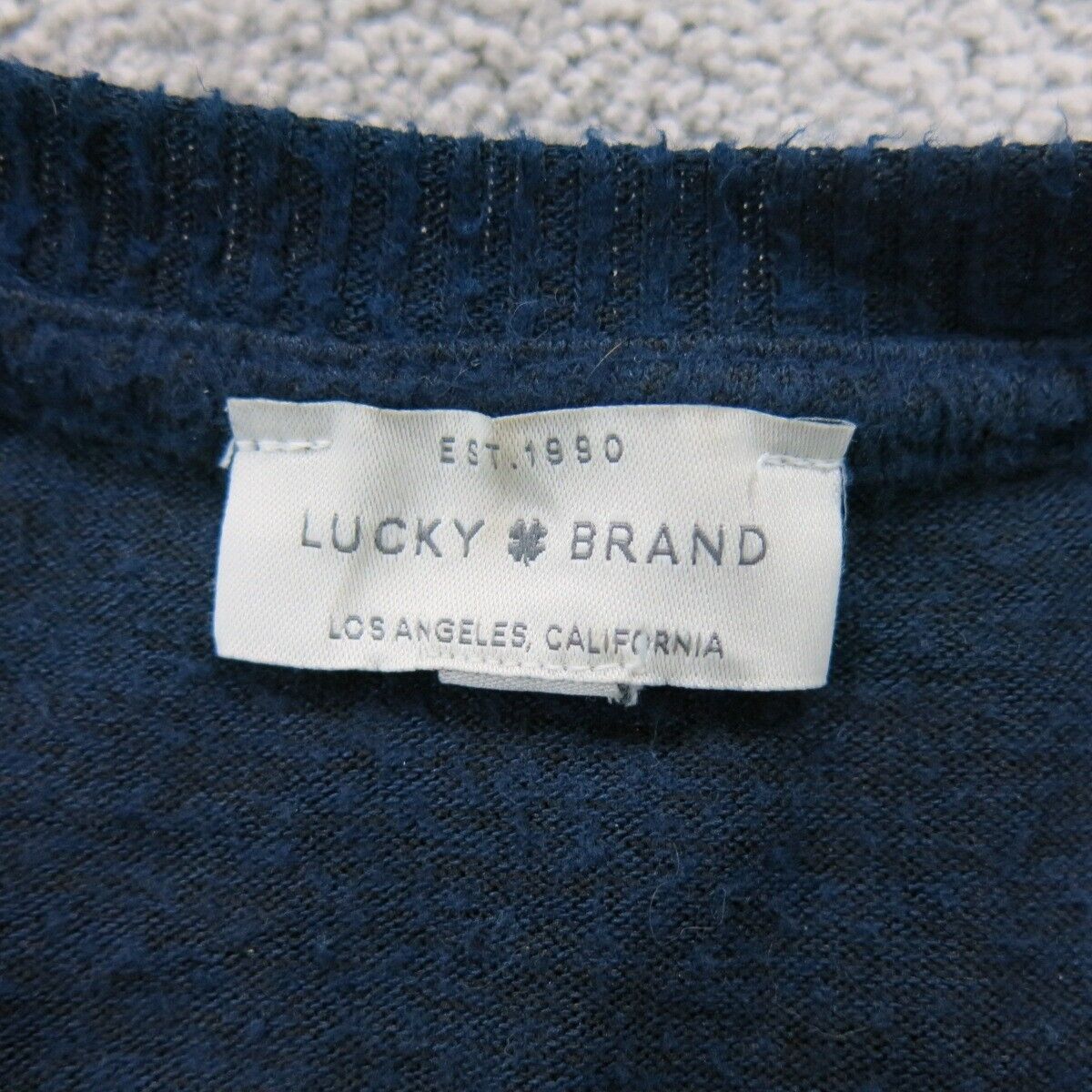 Lucky Brand Women Pullover Knitted Sweater Long Sleeves Side Slit Blue SZ Medium
