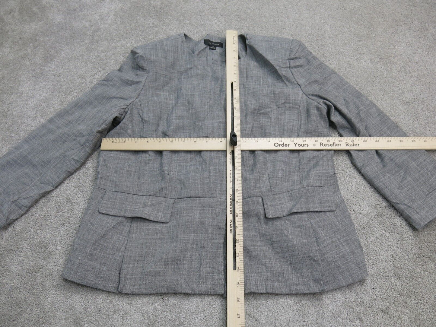 Ann Taylor Mens Blazer Coat Single Breasted Long Sleeves Pockets Gray Size 14T