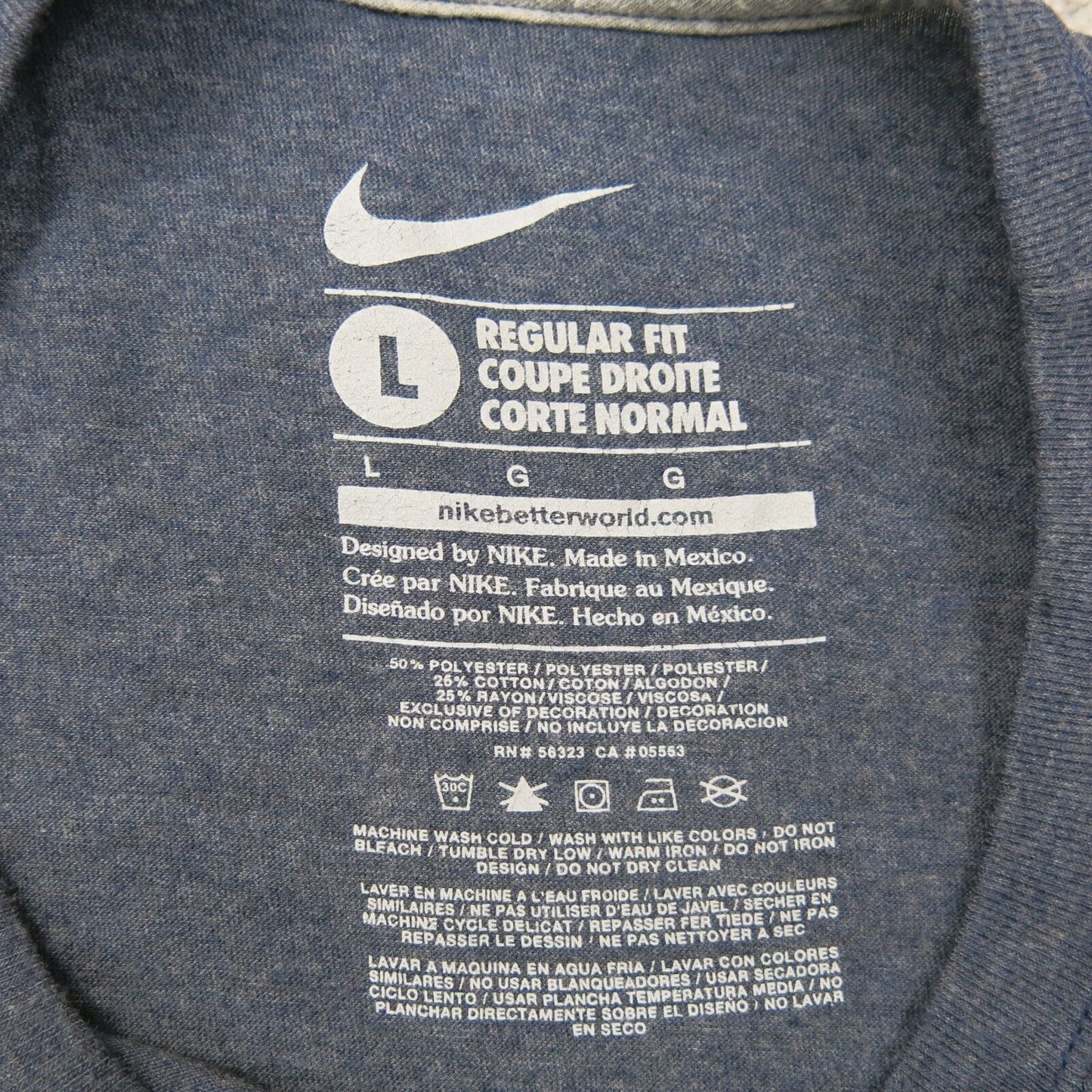 Nike Mens Crew Neck T Shirt Short Sleeves Regular Fit Heather Blue Size Large