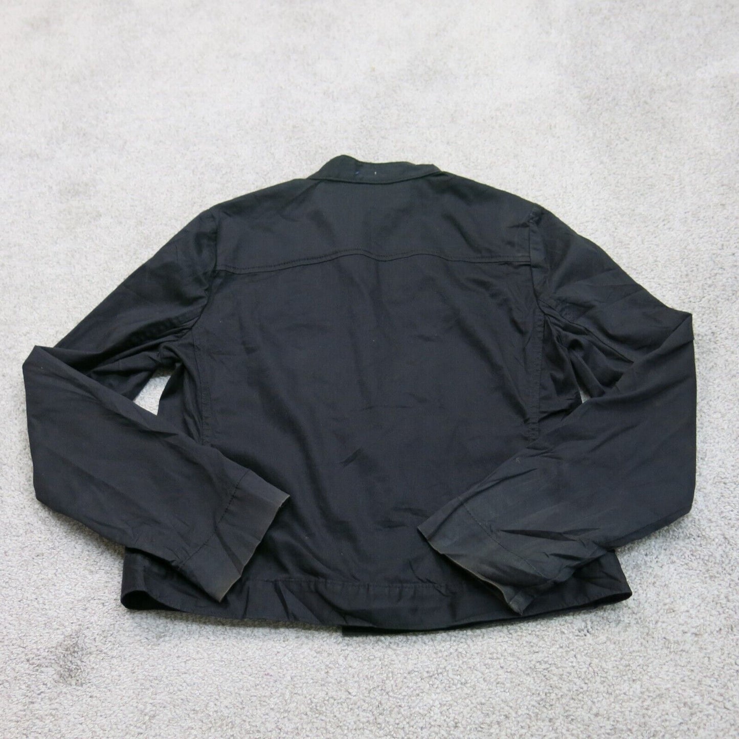 Gap Womens Full Zip Up Bomber Jacket Long Sleeves Front Pocket Black Size Medium