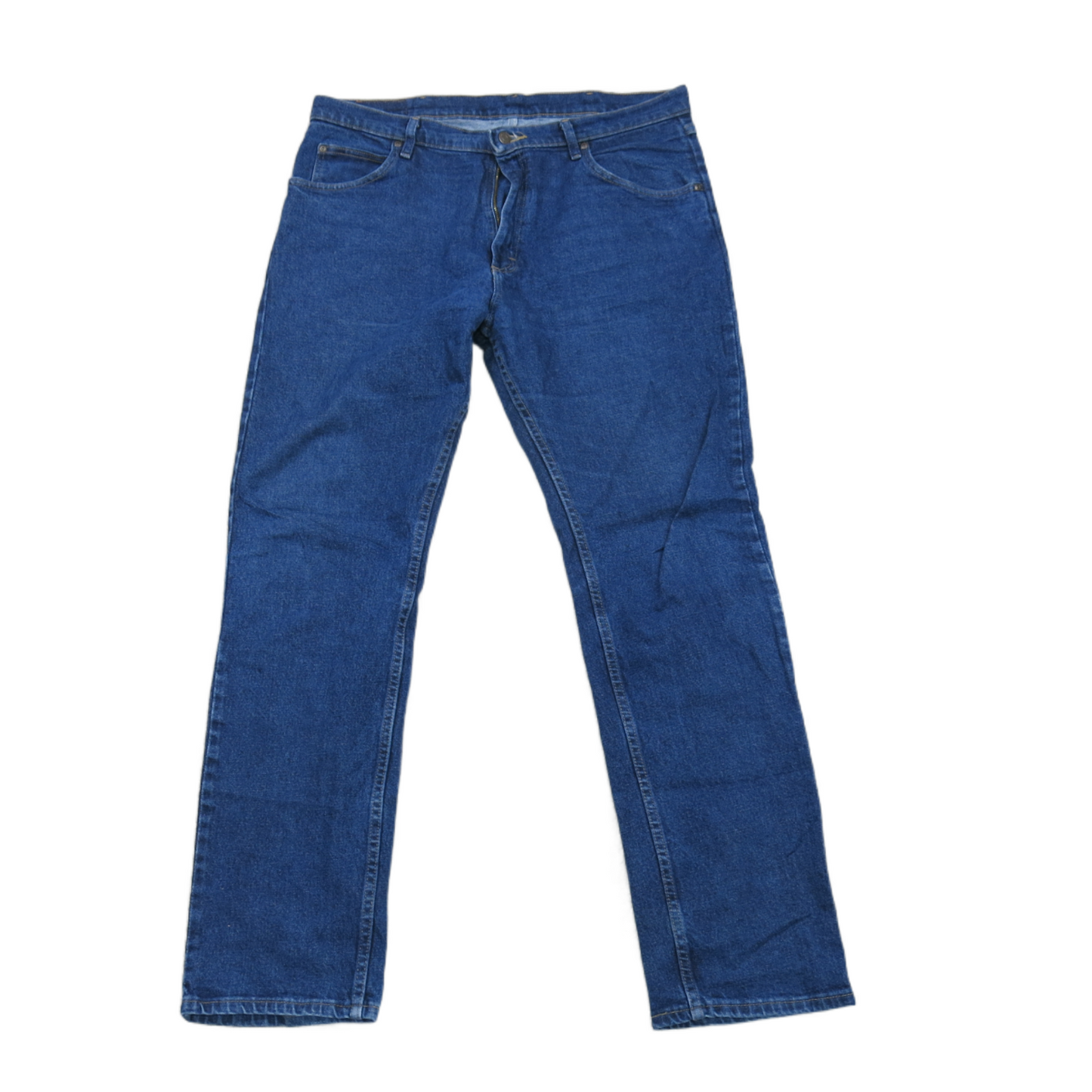 Wrangler Mens Jeans Straight Leg Denim Mid Rise 5 Pockets Blue Size W36XL32