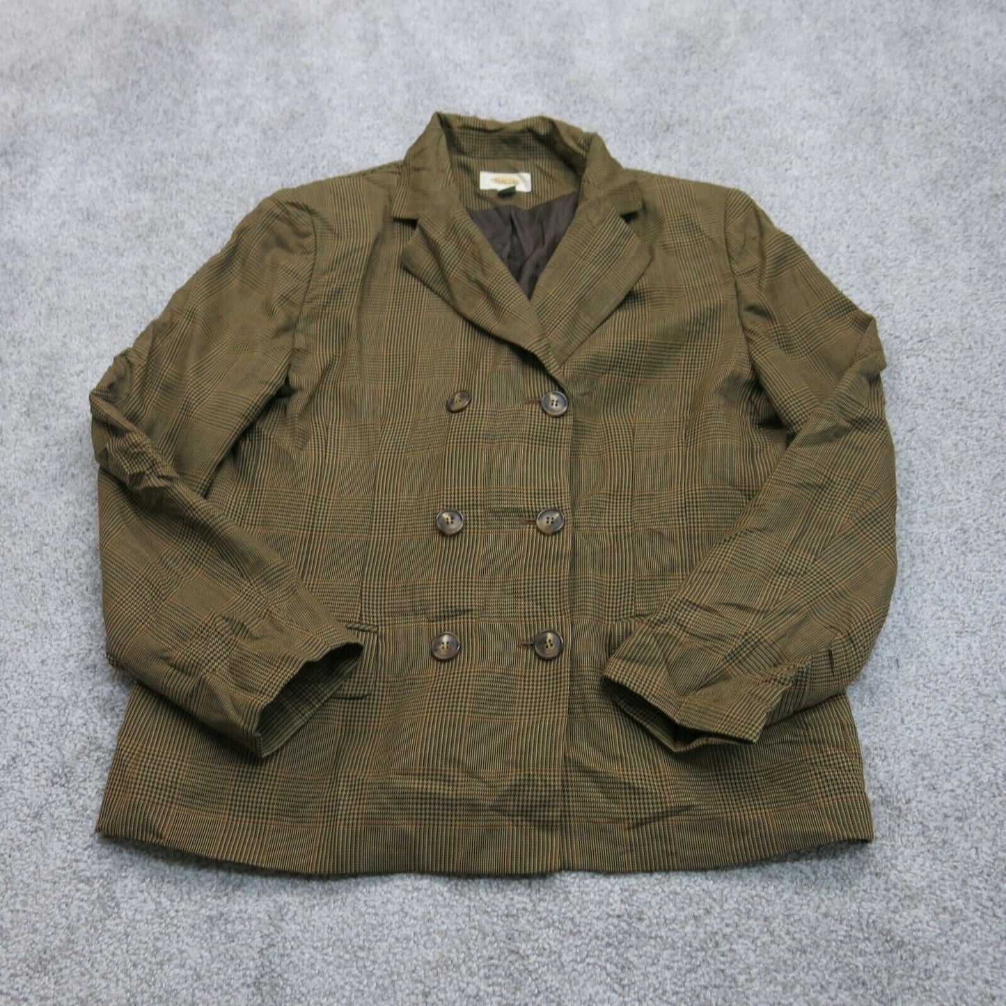 Talbots Womens Double Breasted Pea Coat Long Sleeves Pockets Brown Size 12