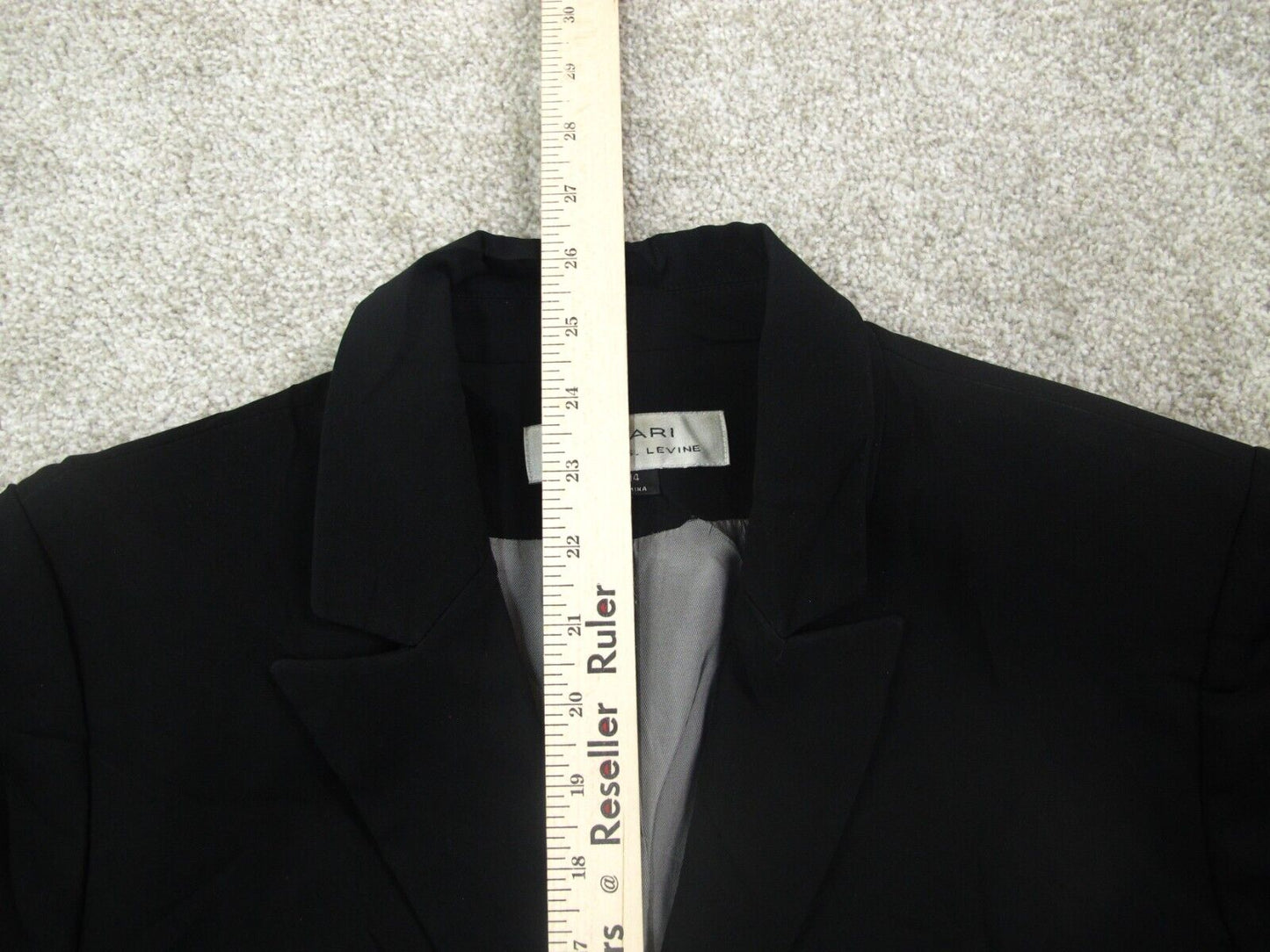 Tahari Womens Blazer Coat Long Sleeves Front Button Pockets Black Size 14