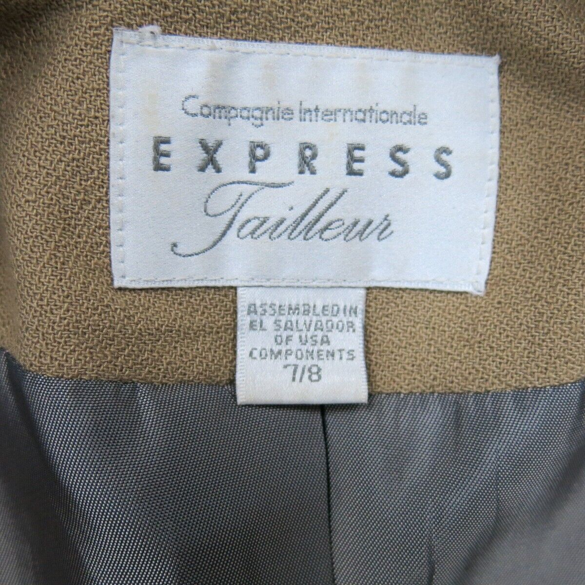 Express Womens Pea Coat Double Breasted Long Sleeves Pockets Beige Tan Size 7/8