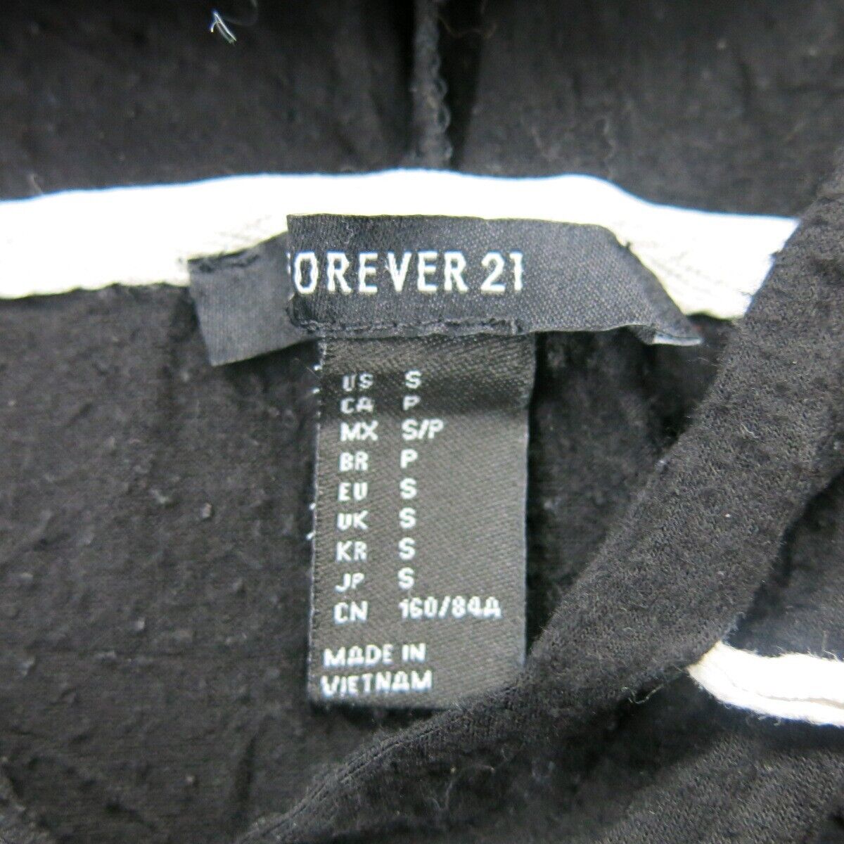 Forever 21 Womens Drawstring Hoodie Kangaroo Pocket Long Sleeve Black Size Small