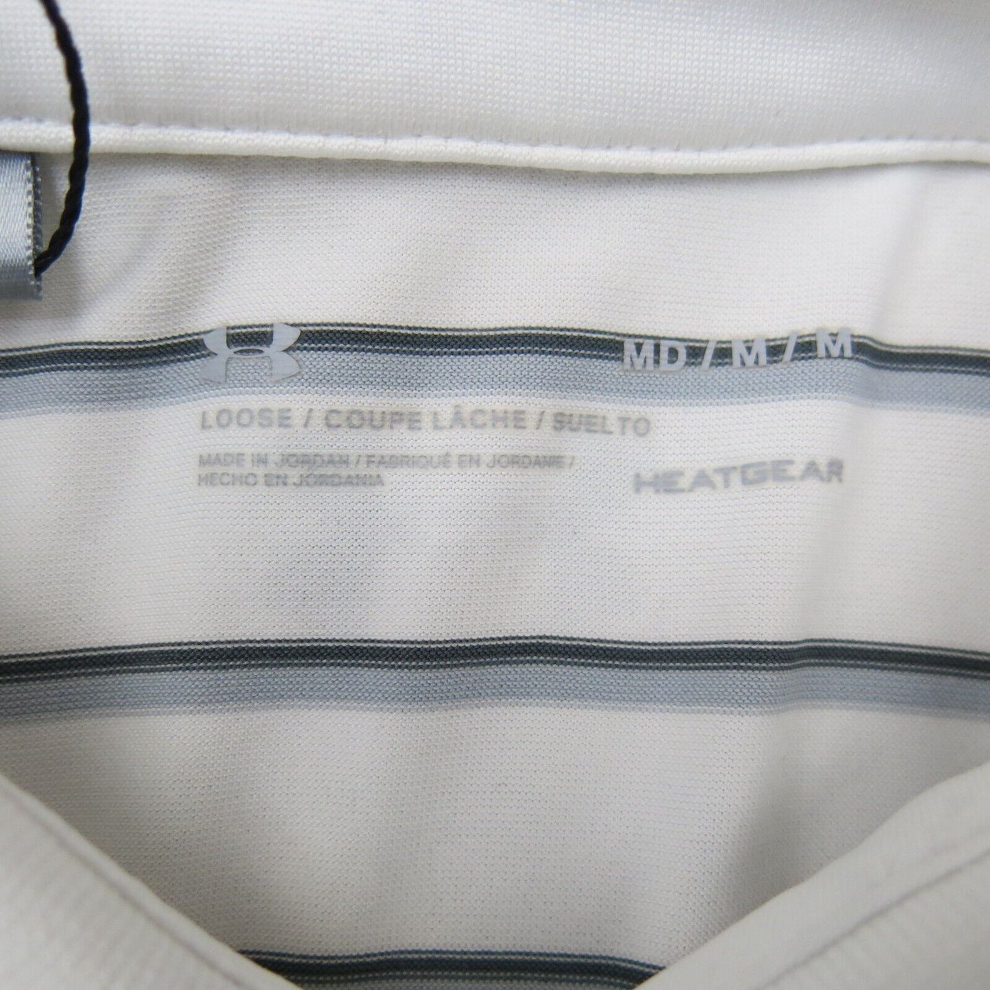 Under Armour Mens Polo Shirt Short Sleeves Striped Heatgear White Black Size MD