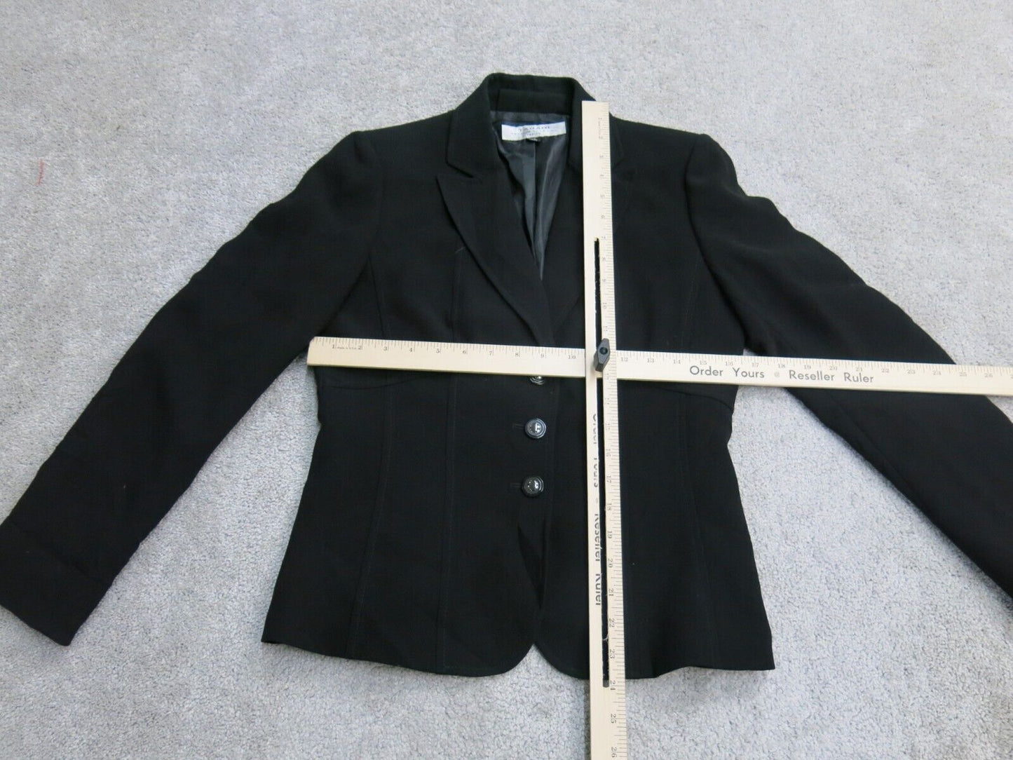 Tahari Arthur Womens Blazer Coat Long Sleeve Single Breasted Black Size 4P