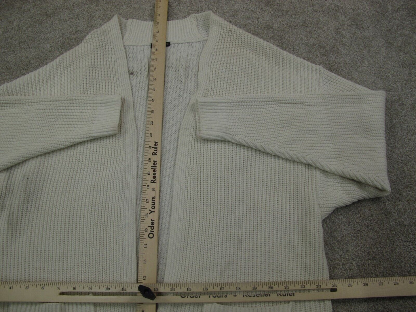 Express Womens Cardigan Sweater Knitted Long Sleeves Pockets Clay Gray SZ Medium