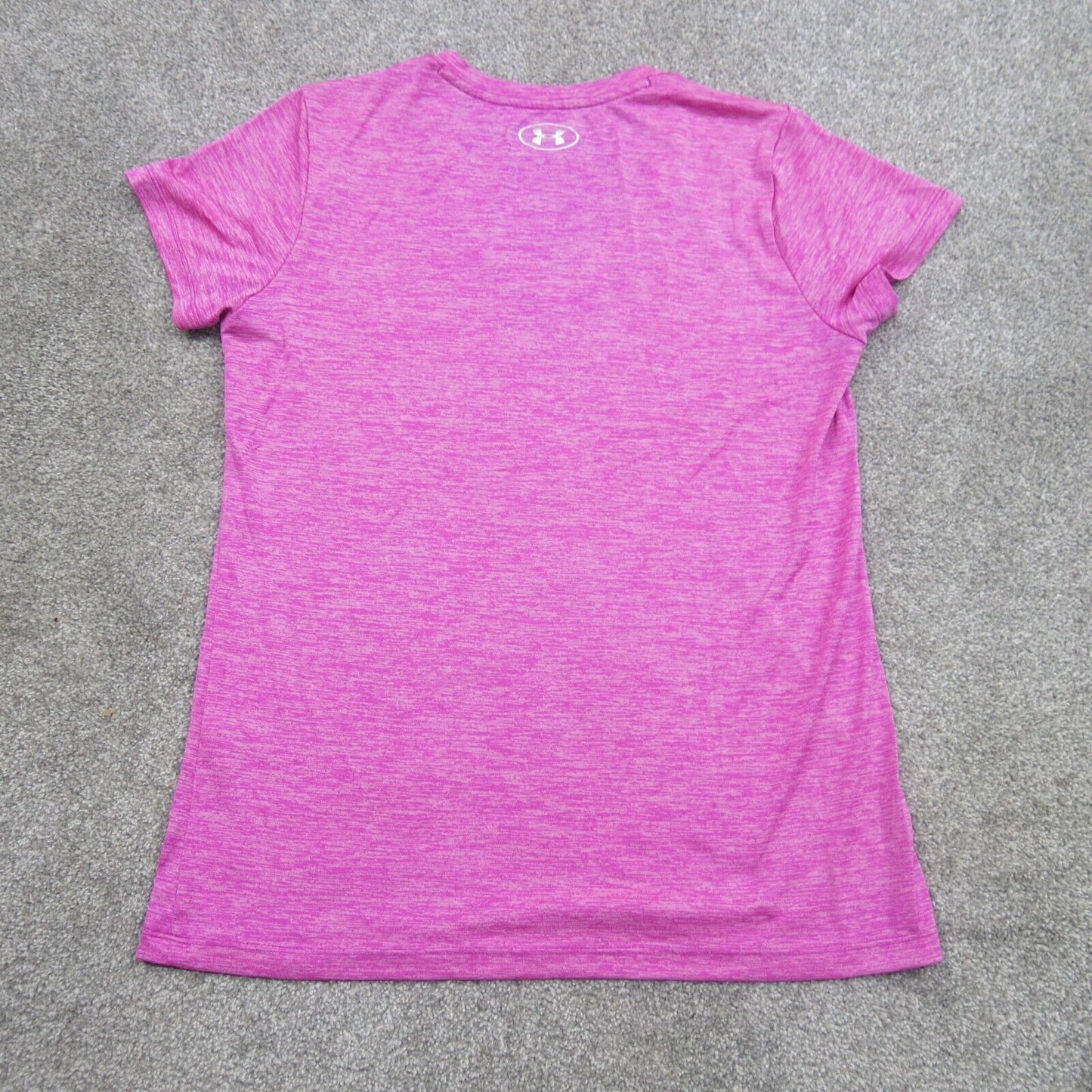 Under Armour Tee Mens Heather Purple Size Small Heatgear Loose Short Sleeve Logo