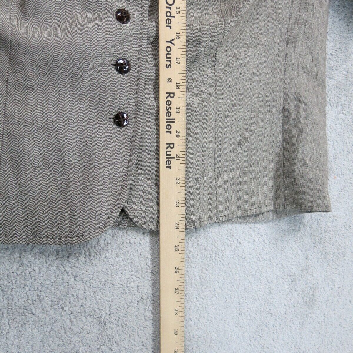 Tahari Womens Blazer Coat Single Breasted Long Sleeve Pocket Gray Size 14W