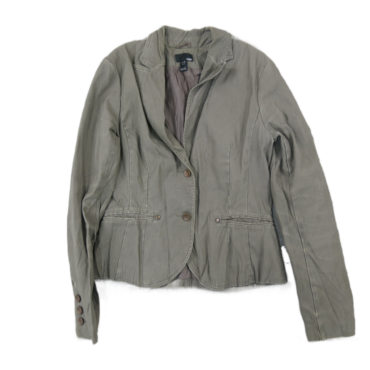 H&M Womens Blazer Coat Single Breasted Long Sleeves Pockets Dark Gray Size 8