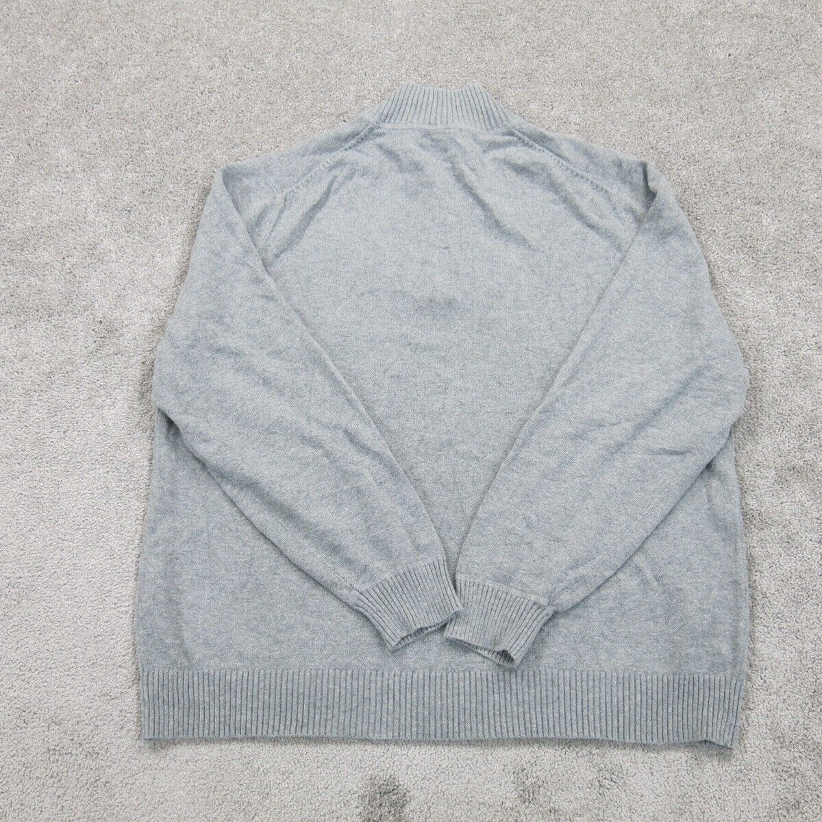 Lands End Mens Pullover Sweater Knitted Long Sleeve Mock Neck Gray Size Large