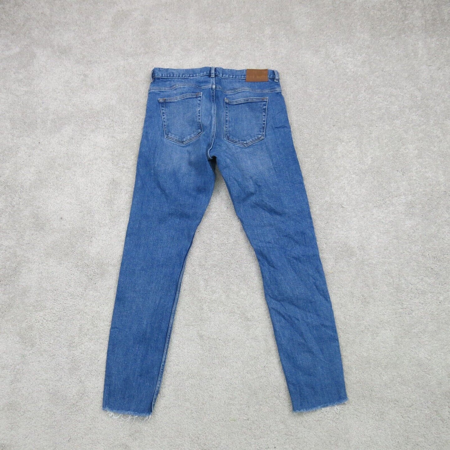 H&M Mens Jeans Skinny Fit Denim Stretch Raw Hem Mid Rise Pockets Blue Size US 32