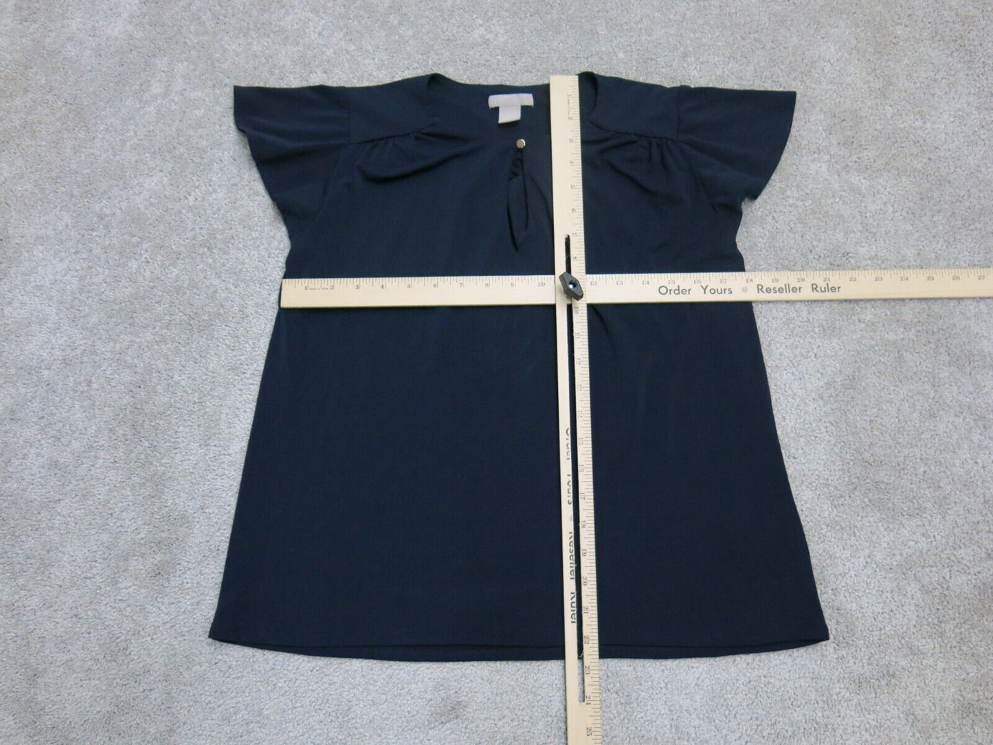 H&M Womens Pullover Blouse Top Short Sleeve Boat Neck Blue Size Small