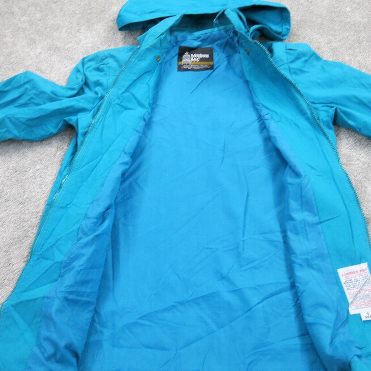 London Fog Womens Hooded Coat Full Zip Long Sleeve Pocket Aqua Blue Size 8 Reg