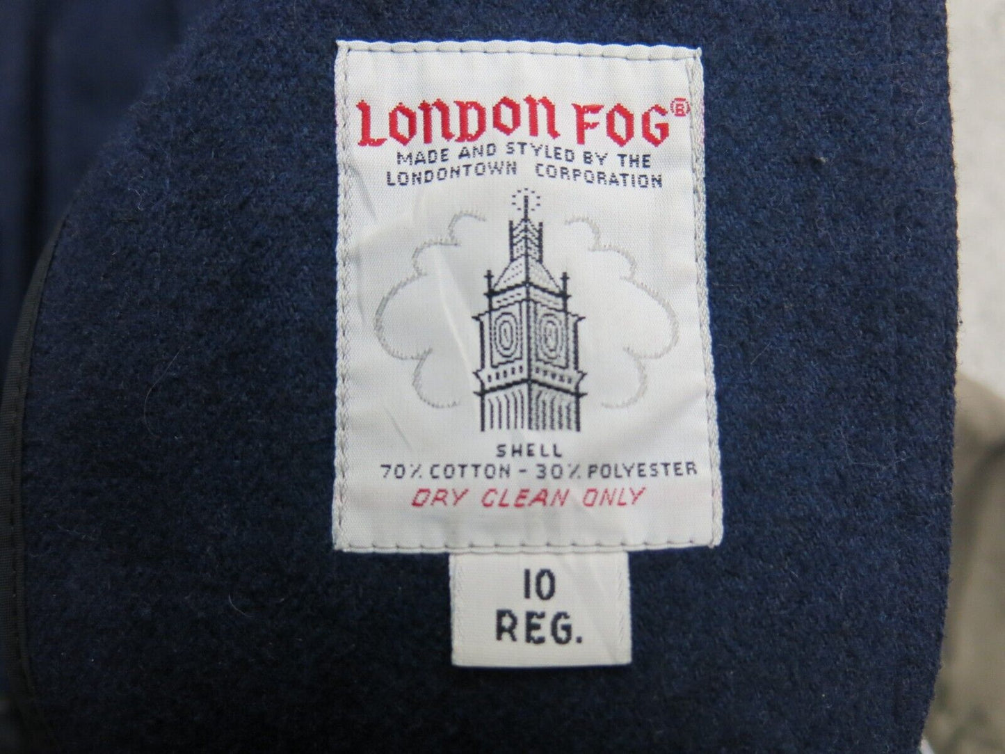 London Fog Mens Long Over Coat Open Front Long Sleeves Beige Size 10 Regular