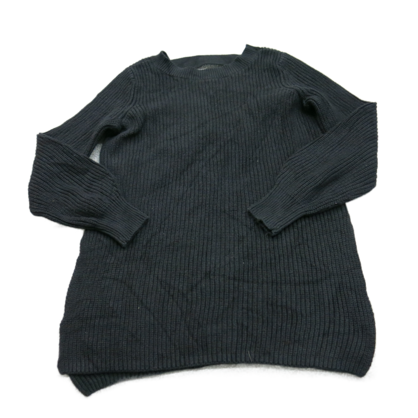 Loft Women Knitted Cardigan Sweater V Neck Balloon Sleeve Side Slit Black Size S