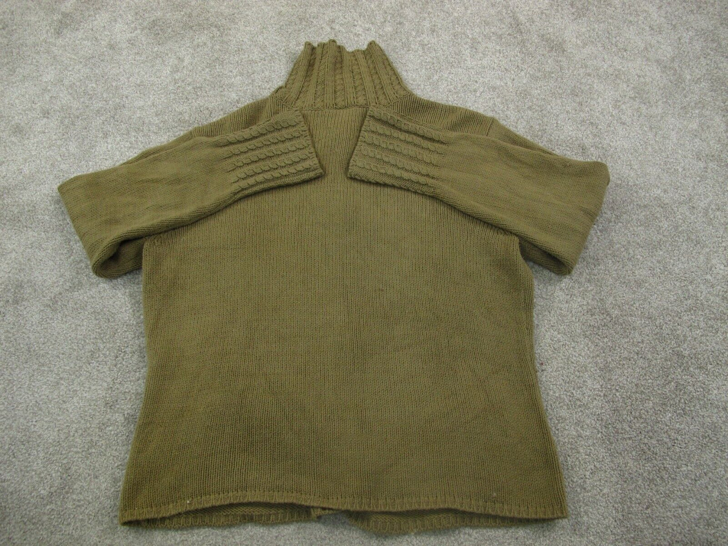 Talbots Women Cardigan Sweater Knitted Long Sleeves Pockets Olive Green Size XL