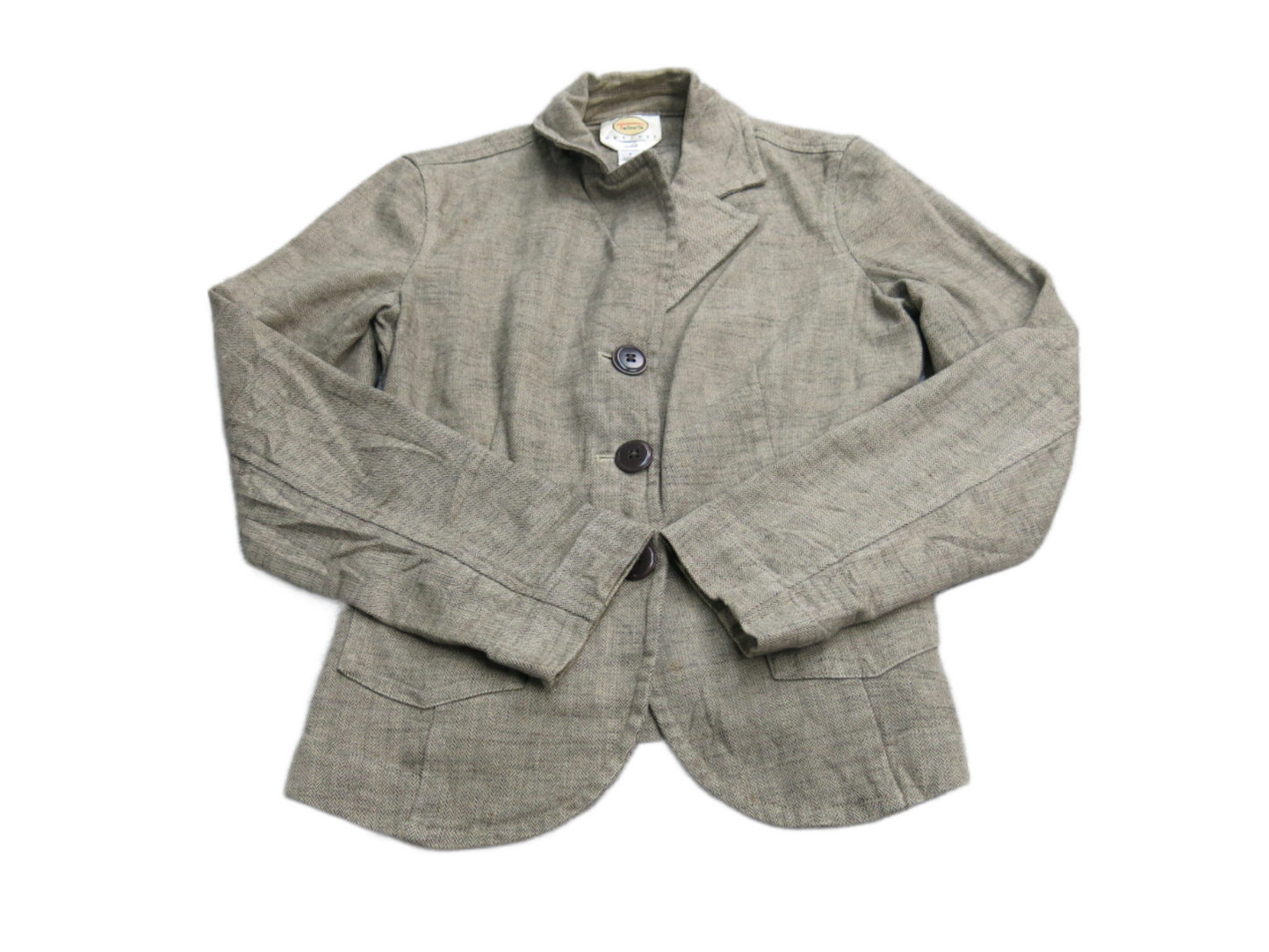 Talbots Womens Stritch Blazer Coat Single Breasted Long Sleeve Gray Size 2