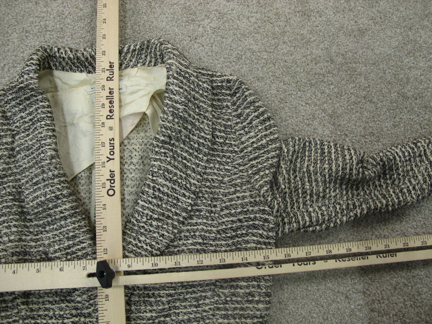 Banana Republic Womens Blazer Coat Single Breasted Long Sleeves Ivory Black SZ 2