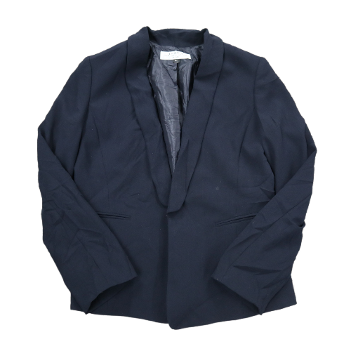Tahari Womens Blazer Coat Long Sleeves Open Front Pockets Navy Blue Size 10P