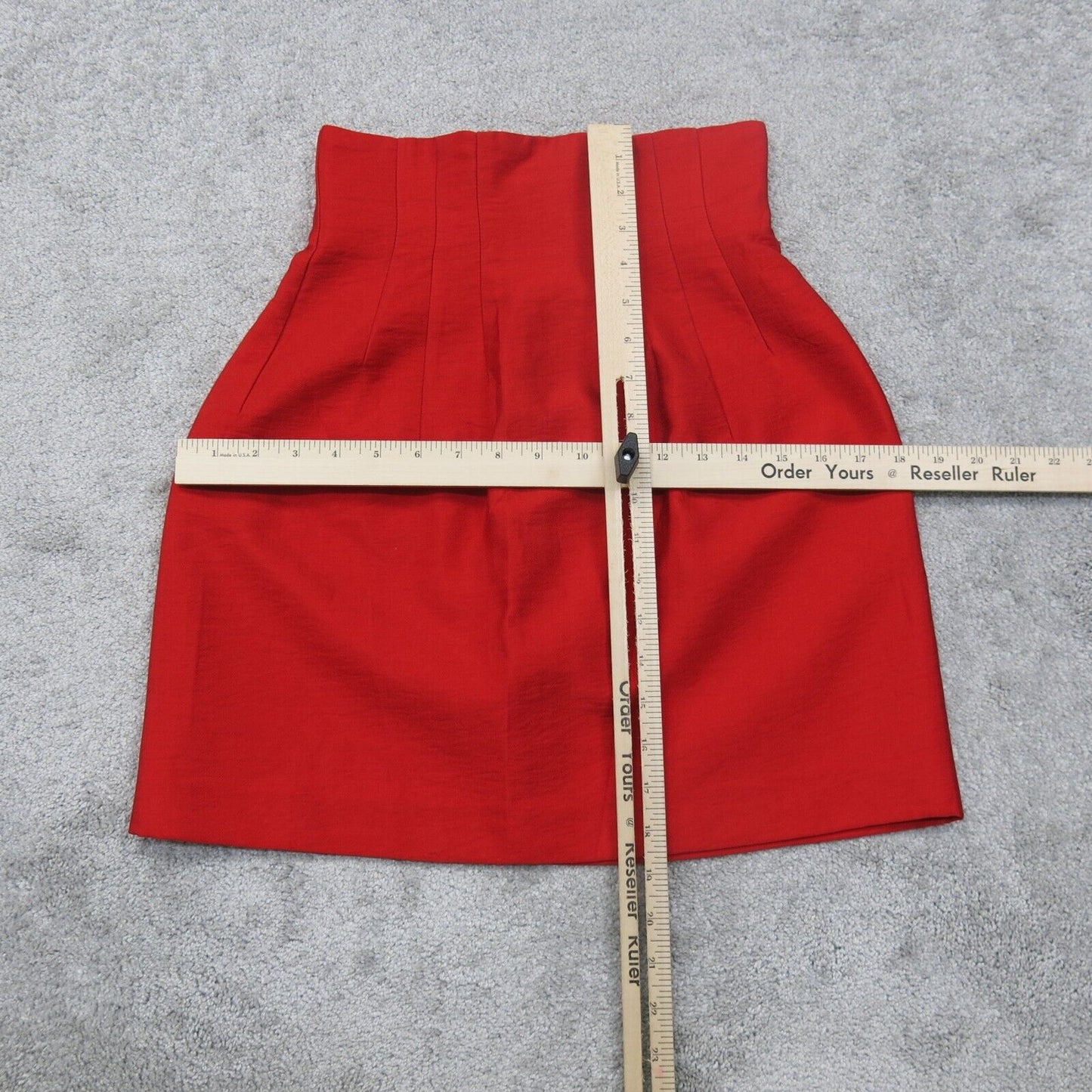 H&M Womens A Line Skirt Pleated Back Zip Elastic Waist Stretch Solid Red Size 2