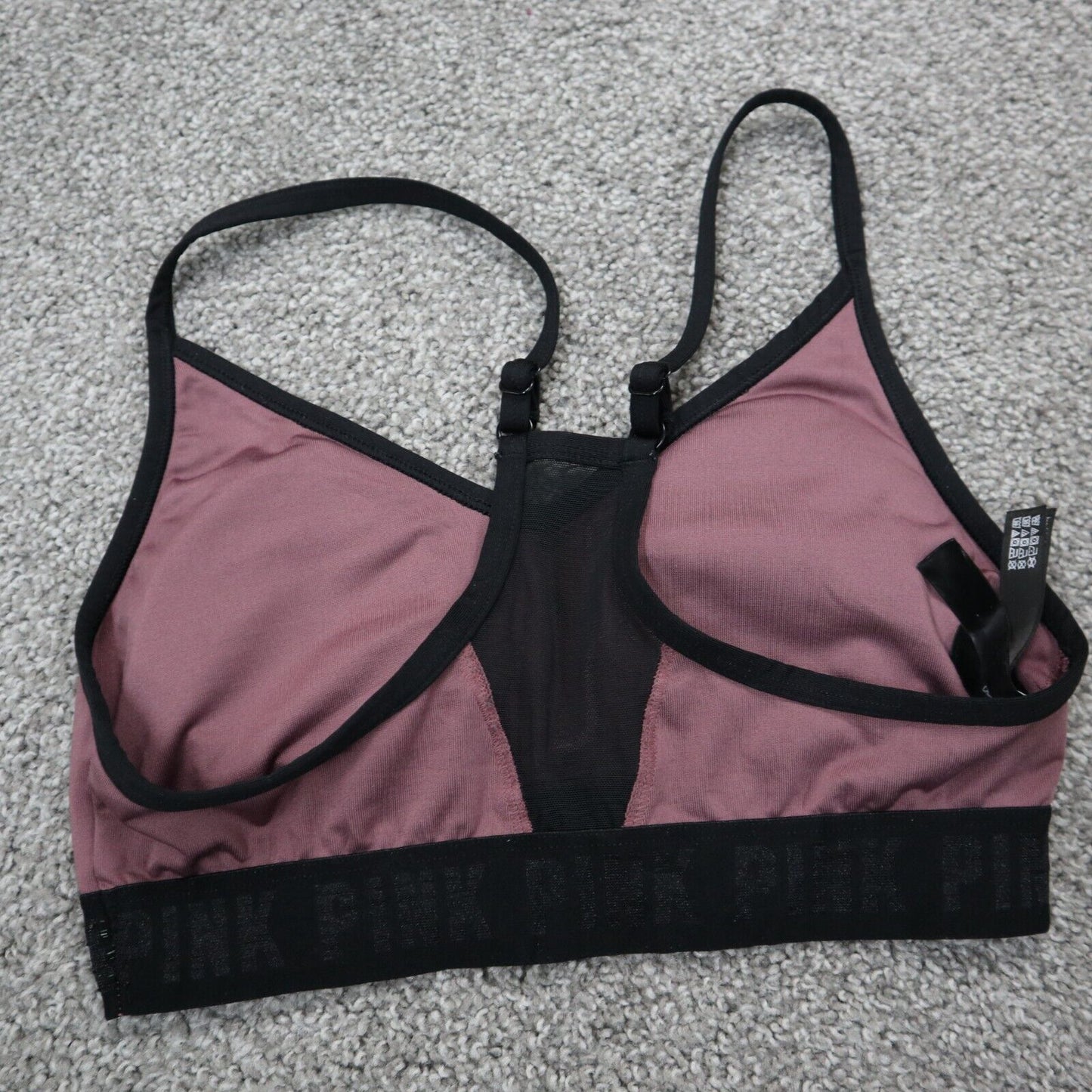 Pink Sports Womens Activewear Sports Bra Adjustable Strap Pink Black Size Small