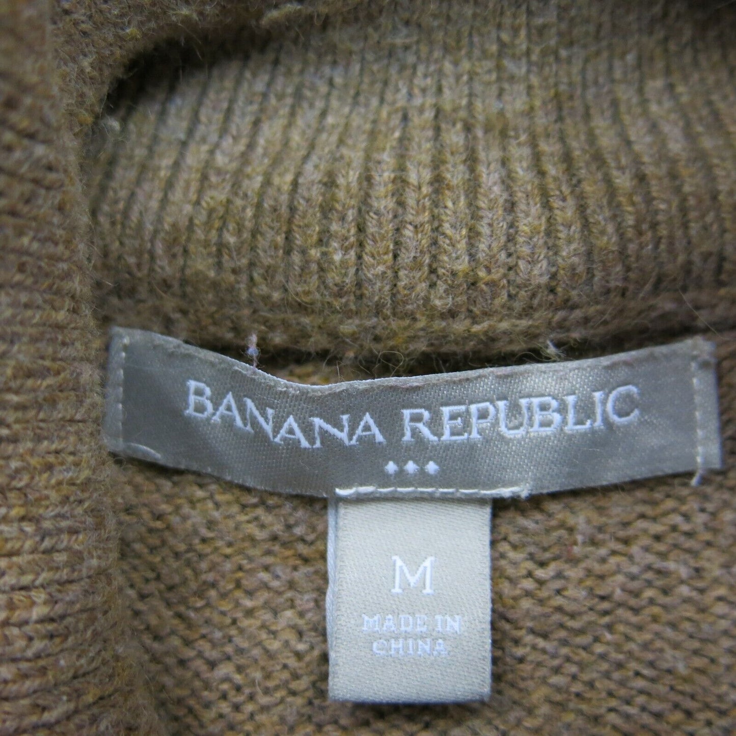 Banana Republic Womens Cardigan Sweater Mock Neck Pockets Long Sleeves Brown M