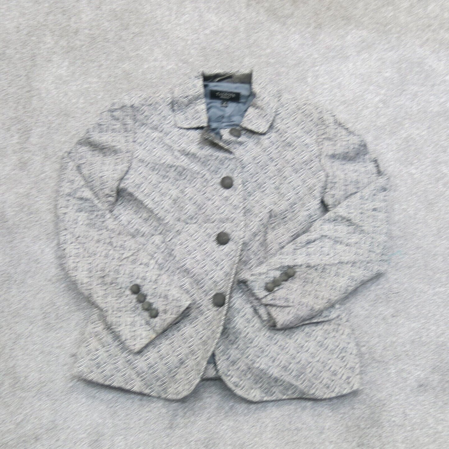Talbots Womens Blazer Tweed Jacket Front Button Long Sleeves Pockets Gray Size 2
