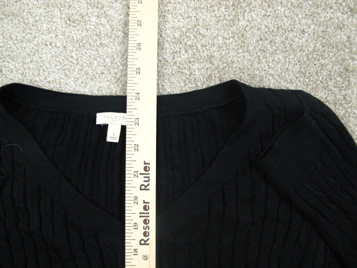 Talbots Womens Pullover Knitted Sweater Long Sleeves V Neck Black Size Small
