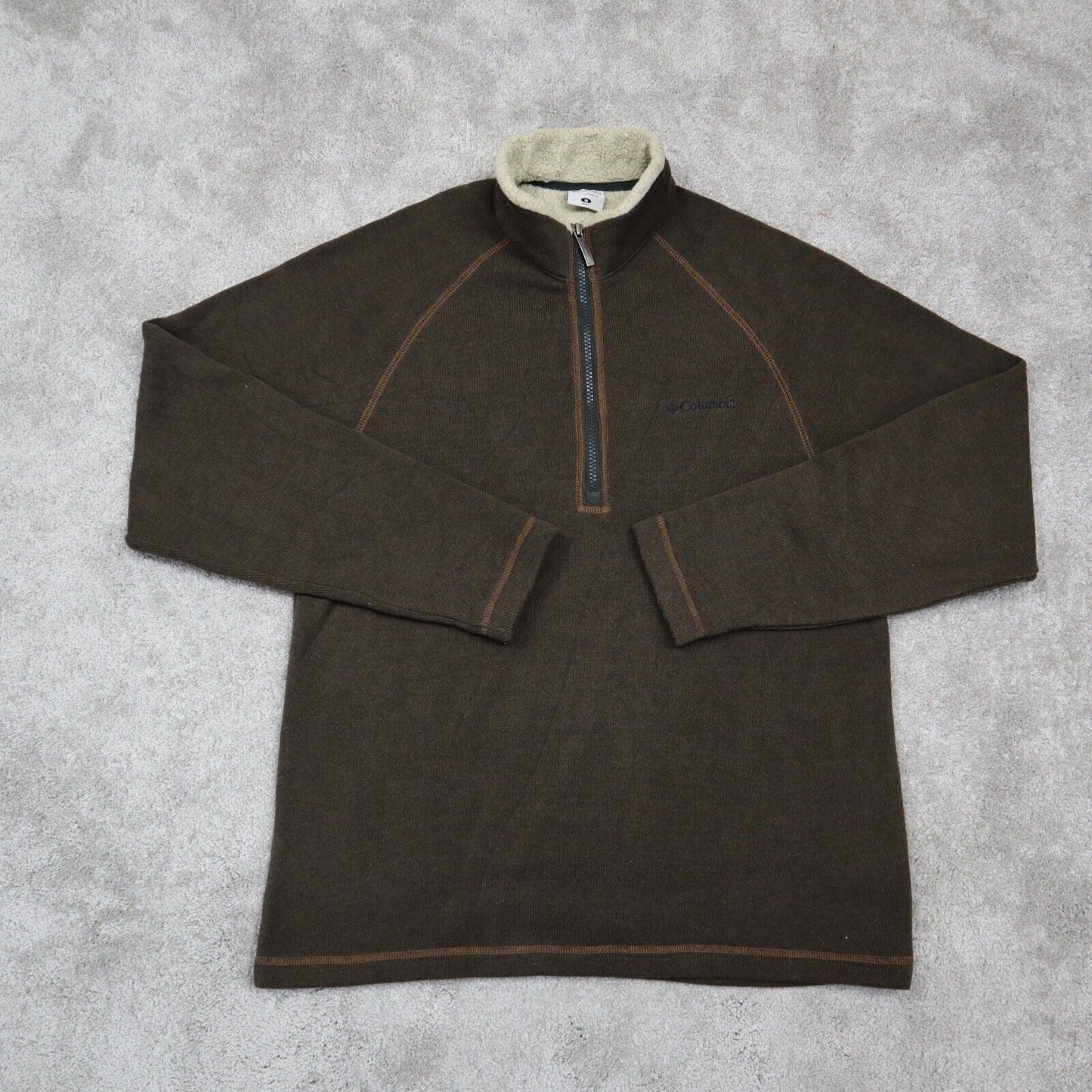 Columbia Mens 3/4 Zip Up Sweatshirt Jacket Casual Long Sleeves Brown Size Medium
