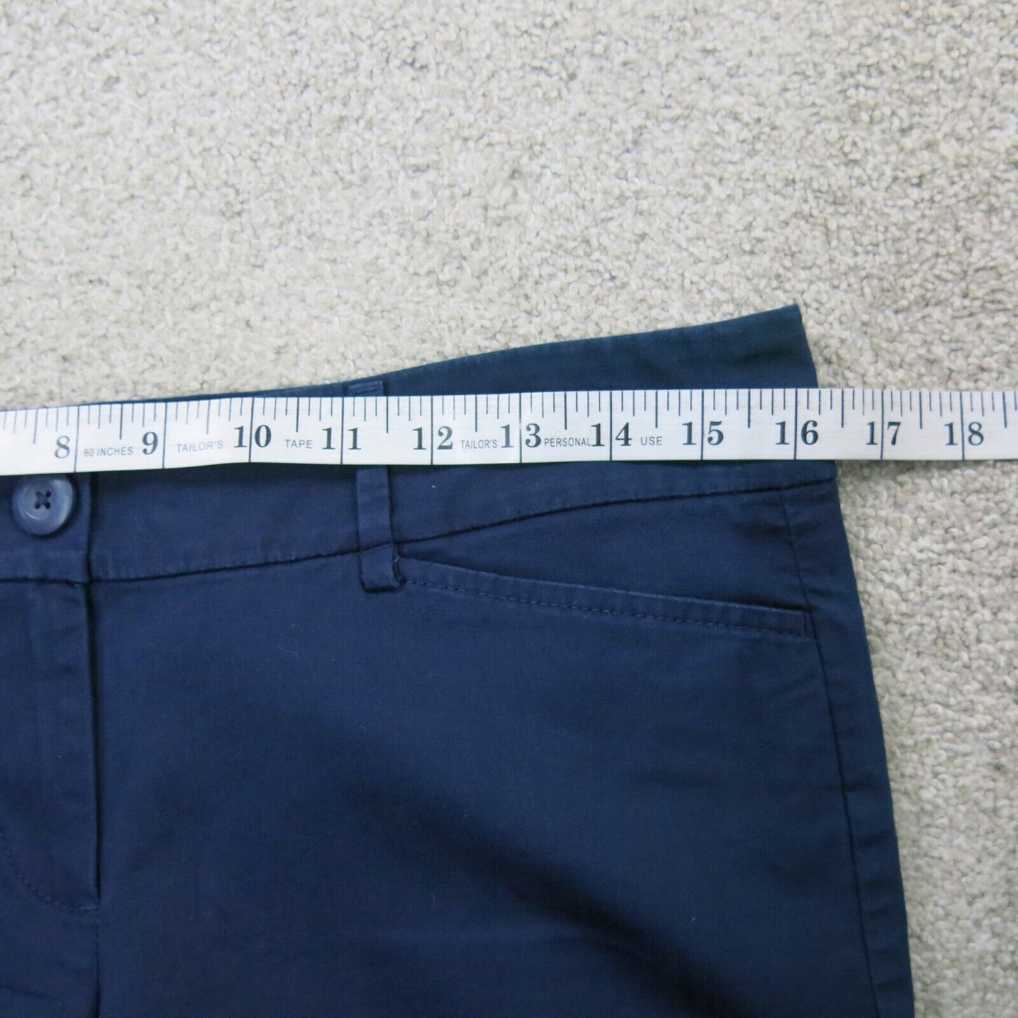 Ann Taylor Loft Womens Pant Original Crop Tapper Leg Mid Rise Pockets Blue SZ 8