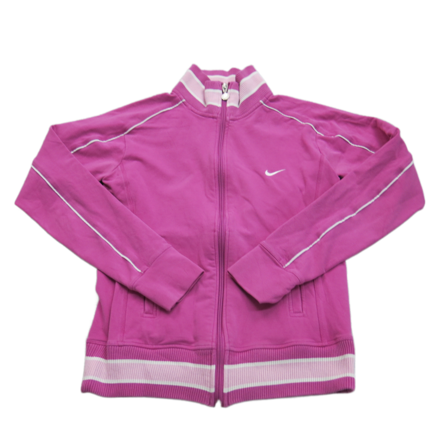Nike Womens Tracksuit Jacket Full Zip Up Mock Neck Pockets Logo Pink Size Small