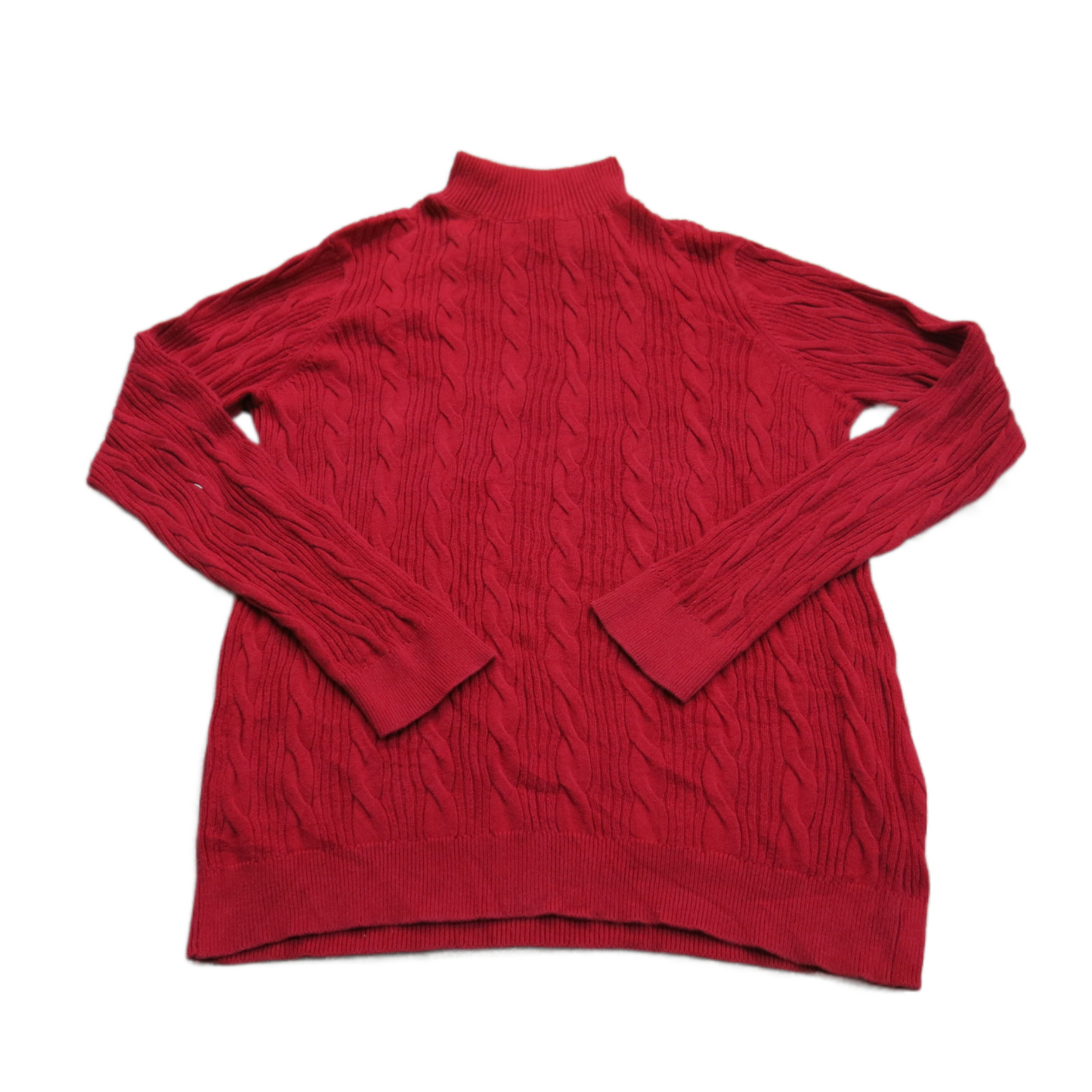 Lands End Womens Pullover Knitted Sweater Mock Neck Long Sleeve Red Size Medium